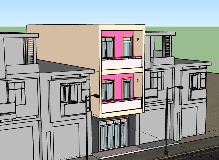 Nhà phố 3 tầng,model su nhà phố 3 tầng,file sketchup nhà phố 3 tầng,nhà phố 3 tầng model su,file su nhà phố 3 tầng