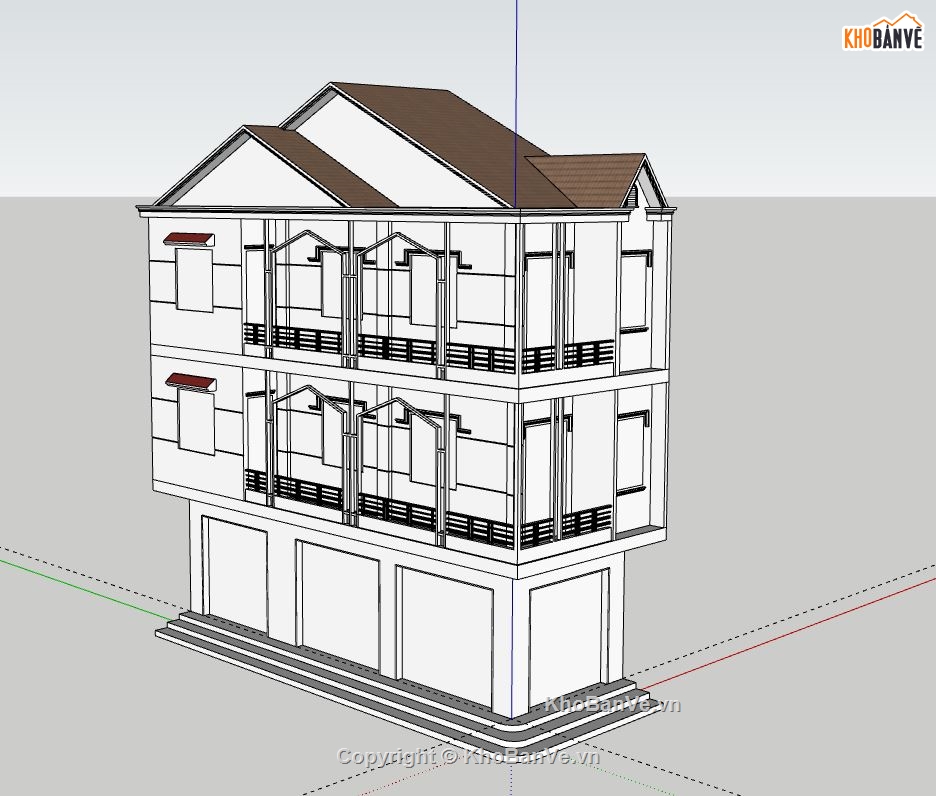 Nhà phố 3 tầng,model su nhà phố 3 tầng,file su nhà phố 3 tầng,sketchup nhà phố 3 tầng,nhà phố 3 tầng model su