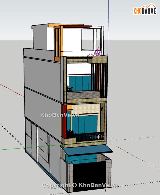 Nhà phố 4 tầng,model su nhà phố 4 tầng,nhà phố 4 tầng file su,sketchup nhà phố 4 tầng,nhà phố 4 tầng sketchup