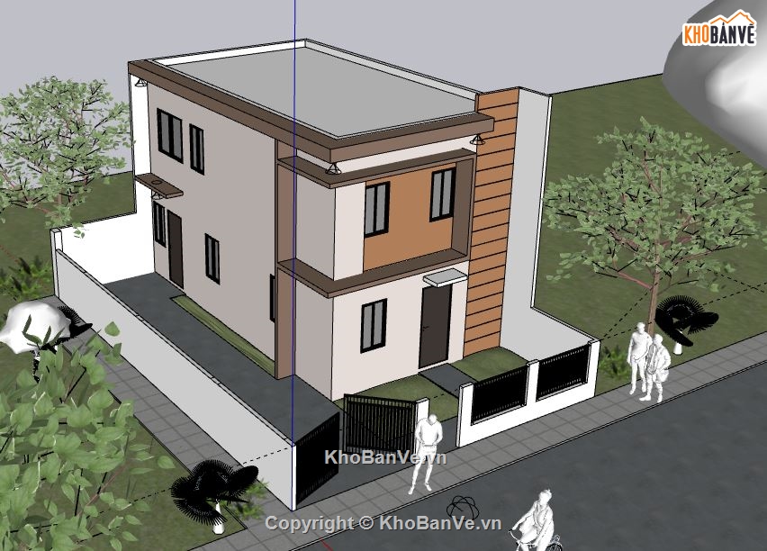 Nhà phố 2 tầng,model su nhà phố 2 tầng,file su nhà phố 2 tầng,sketchup nhà phố 2 tầng