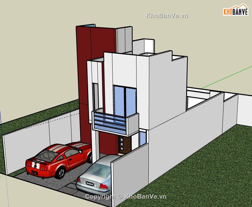 Nhà phố 2 tầng,model su nhà phố 2 tầng,nhà phố 2 tầng sketchup,file sketchup nhà phố 2 tầng