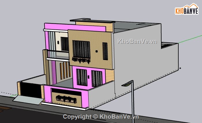 Nhà phố 2 tầng,model su nhà phố 2 tầng,nhà phố 2 tầng file su,sketchup nhà phố 2 tầng