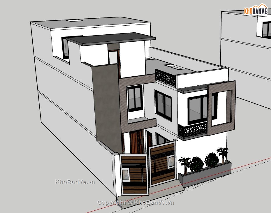 Nhà phố 3 tầng,model su nhà phố 3 tầng,file su nhà phố 3 tầng,sketchup nhà phố 3 tầng,nhà phố 3 tầng model su