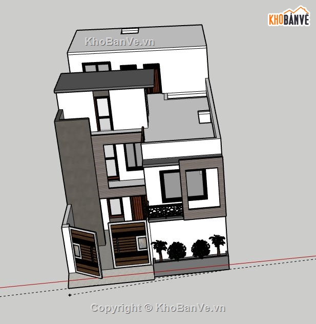 Nhà phố 3 tầng,model su nhà phố 3 tầng,file su nhà phố 3 tầng,sketchup nhà phố 3 tầng,nhà phố 3 tầng model su