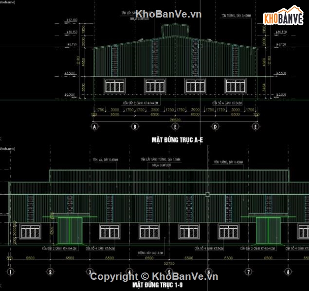 nhà xưởng công nghiệp,nhà xưởng 1 tầng,file cad nhà xưởng,cad nhà xưởng