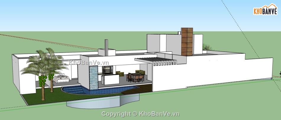 Nhà phố 1 tầng,model su nhà phố 1 tầng,sketchup nhà phố 1 tầng,nhà phố 1 tầng file su