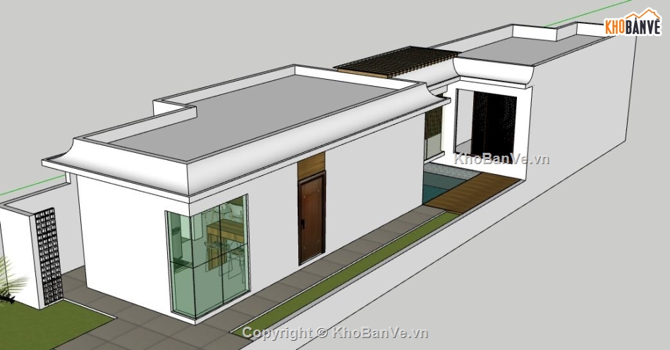 Nhà phố 1 tầng,model su nhà phố 1 tầng,nhà phố 1 tầng file su,sketchup nhà phố 1 tầng,nhà phố 1 tầng sketchup