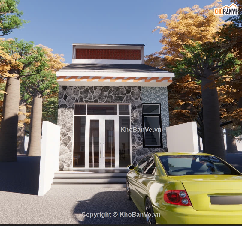 nhà phố đẹp,nhà kích thước 5 x 15m,nhà đẹp 1 tầng,nhà phố 1 tầng đẹp,nhà gác lửng 1.5 tầng,mẫu nhà gác lửng đẹp