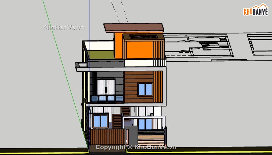 Nhà phố 2 tầng 1 tum,Model su nhà phố 2 tầng,nhà phố 2 tầng 1 tum file su