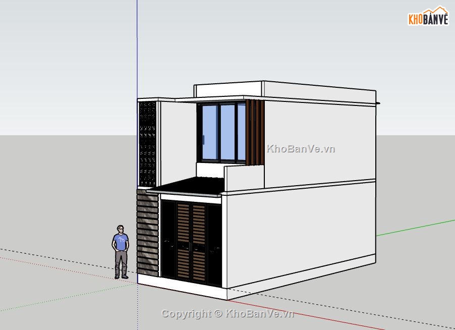 Nhà phố 2 tầng,model su nhà phố 2 tầng,sketchup nhà phố 2 tầng