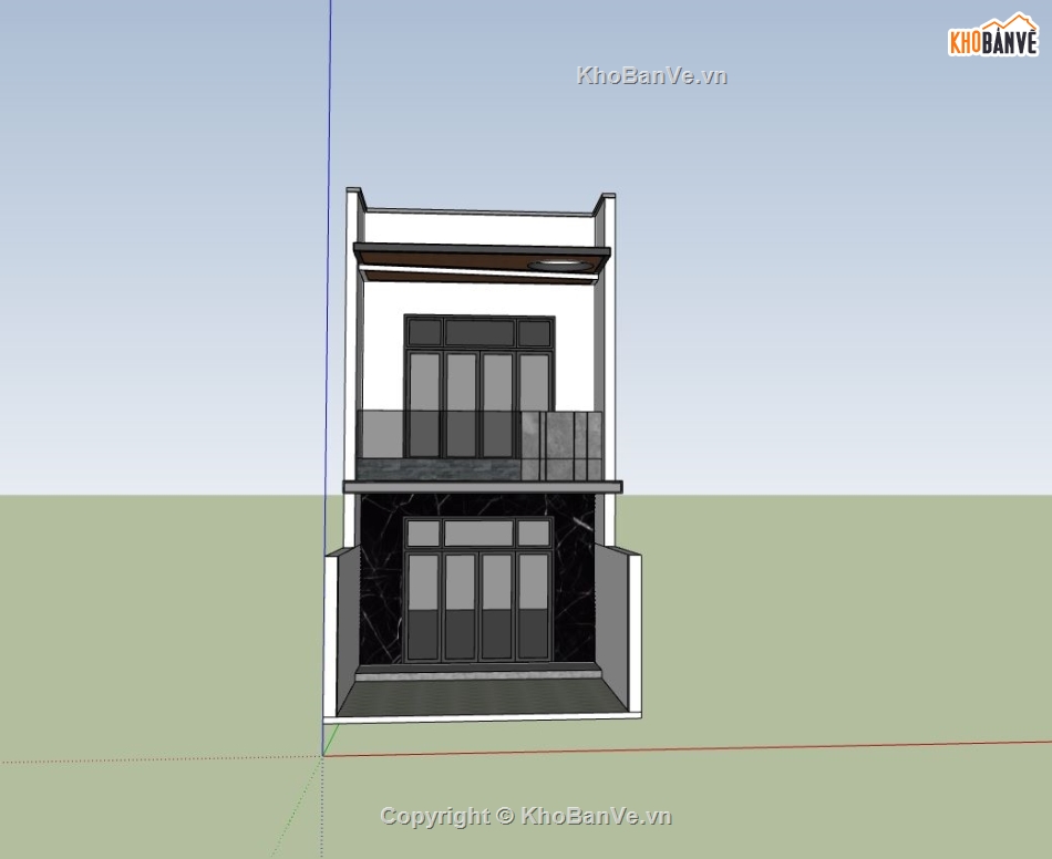 nhà phố 2 tầng,sketchup nhà phố,phối cảnh nhà phố