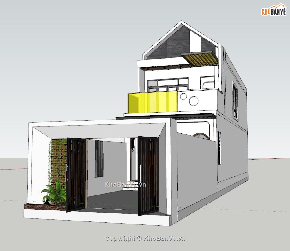 nhà 2 tầng hiện đại,sketchup nhà phố 2 tầng,model su nhà phố 2 tầng,file sketchup nhà phố 2 tầng