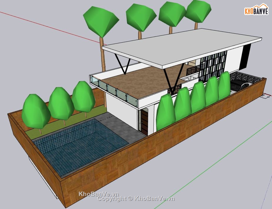 su nhà phố 2 tầng,file sketchup nhà phố,model su nhà phố