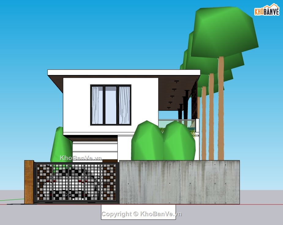 su nhà phố 2 tầng,file sketchup nhà phố,model su nhà phố