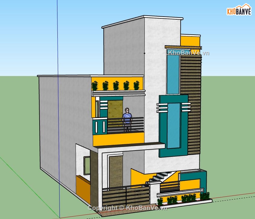 Nhà phố 2 tầng,model su nhà phố 2 tầng,nhà phố 2 tầng sketchup