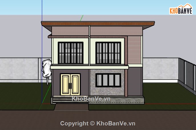 Nhà phố 2 tầng,model su nhà phố 2 tầng,sketchup nhà phố 2 tầng