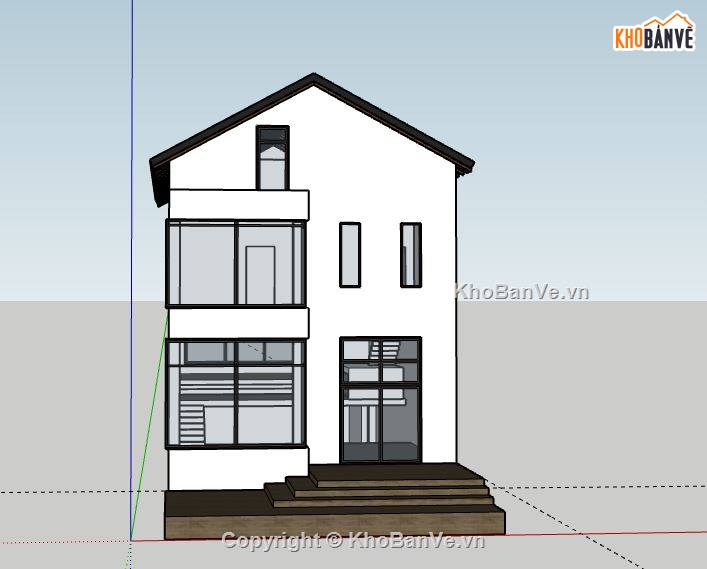 Nhà phố 2 tầng,model su nhà phố 2 tầng,sketchup nhà phố 2 tầng