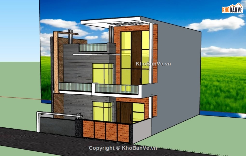 Nhà phố 2 tầng,model su nhà phố 2 tầng,file su nhà phố 2 tầng,sketchup nhà phố 2 tầng,nhà phố 2 tầng sketchup