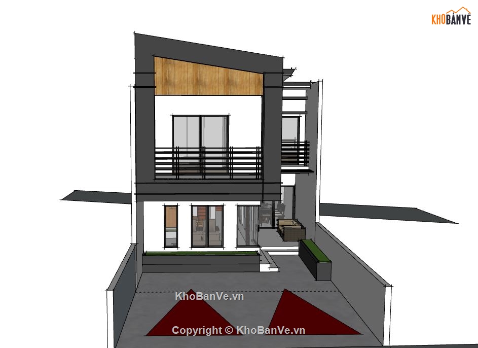 Nhà phố 2 tầng,file su nhà phố 2 tầng,sketchup nhà phố 2 tầng,model su nhà phố 2 tầng,nhà phố 2 tầng file sketchup