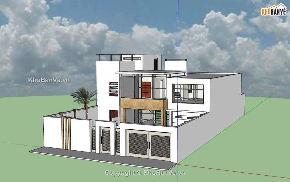 Nhà phố 2 tầng,model nhà phố 2 tầng,sketchup nhà phố 2 tầng