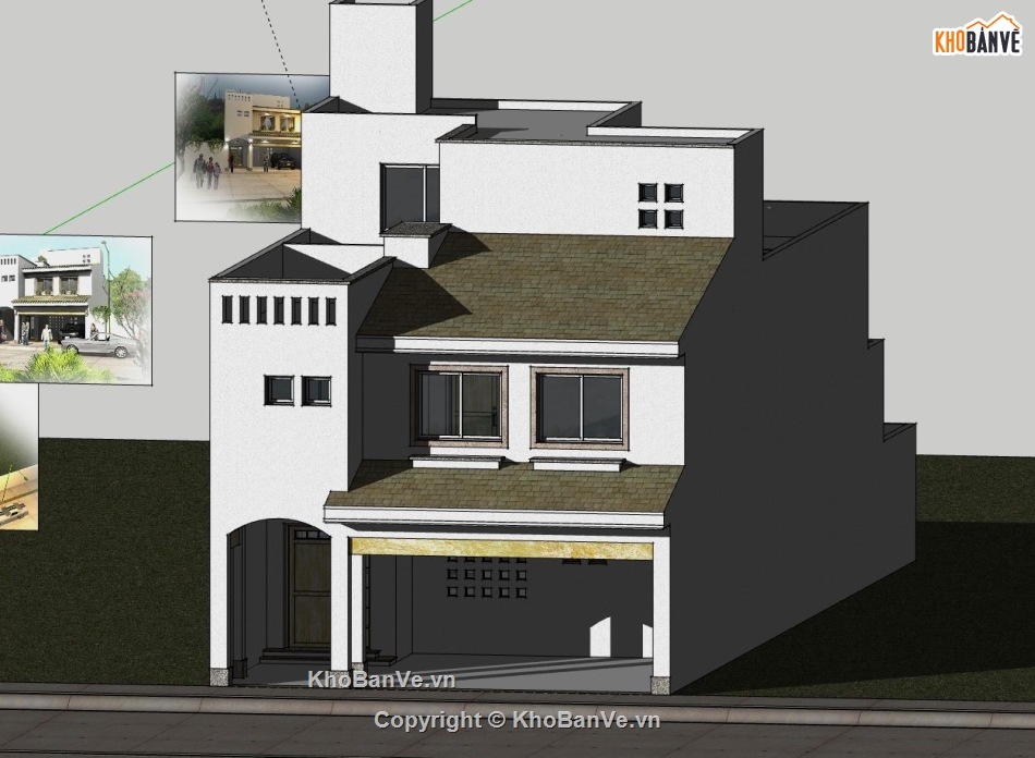 Nhà phố 2 tầng,model su nhà phố 2 tầng,sketchup nhà phố 2 tầng