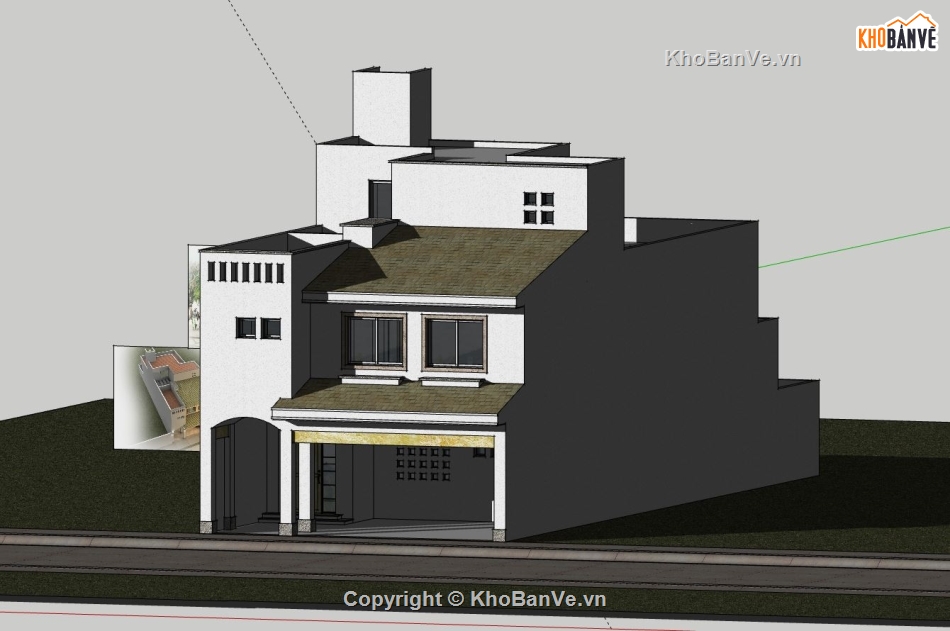 Nhà phố 2 tầng,model su nhà phố 2 tầng,sketchup nhà phố 2 tầng