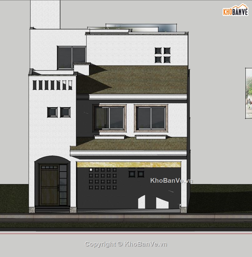 nhà phố  2 tầng,sketchup nhà phố 2 tầng,model su nhà phố 2 tầng