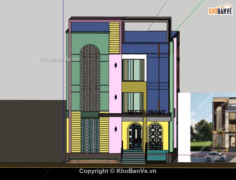 Nhà phố 3 tầng,file su nhà phố 3 tầng,file sketchup nhà phố 3 tầng