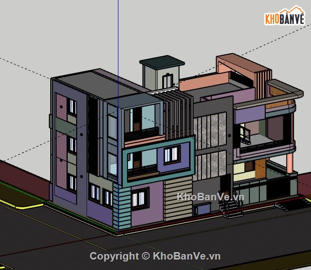 Nhà phố 3 tầng,model su nhà phố 3 tầng,file su nhà phố 3 tầng