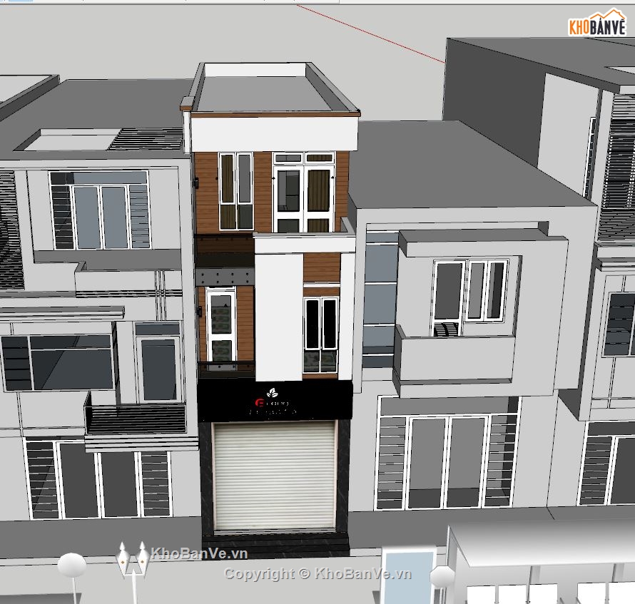 nhà phố 3 tầng,model sketchup nhà phố 3 tầng,sketchup nhà phố 3 tầng,dựng 3dsu nhà phố 3 tầng