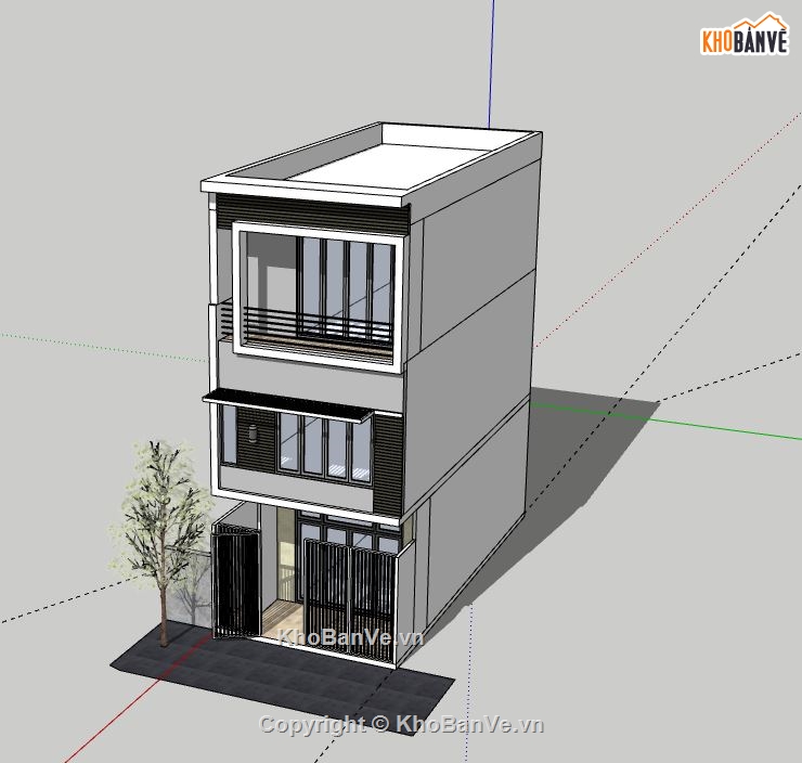 Nhà phố 3 tầng,file su nhà phố 3 tầng,model su nhà phố 3 tầng,sketchup nhà phố 3 tầng,nhà phố 3 tầng sketchup