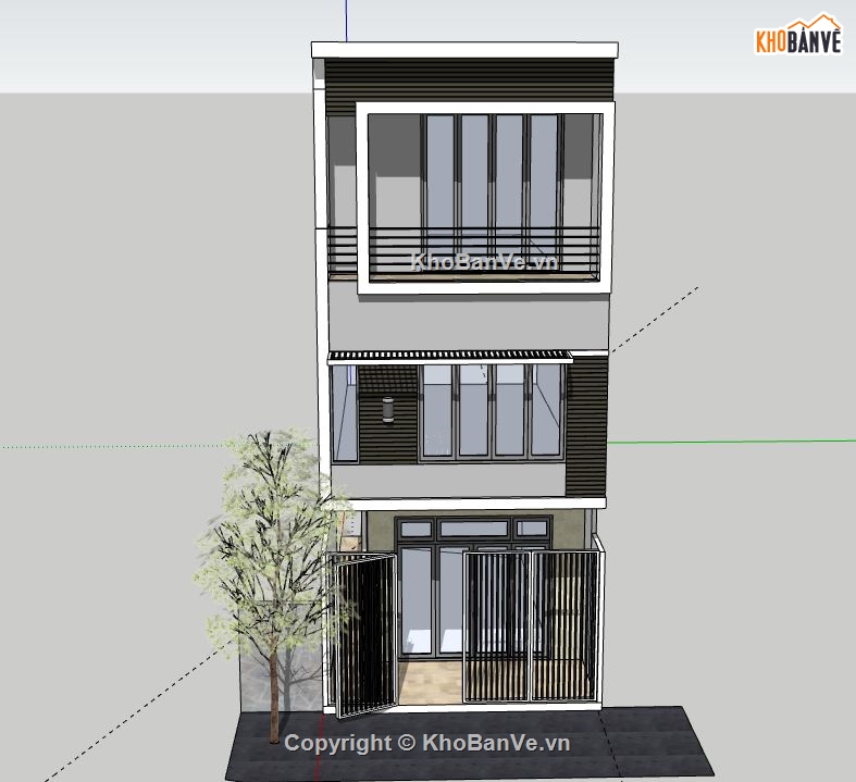 Nhà phố 3 tầng,file su nhà phố 3 tầng,model su nhà phố 3 tầng,sketchup nhà phố 3 tầng,nhà phố 3 tầng sketchup