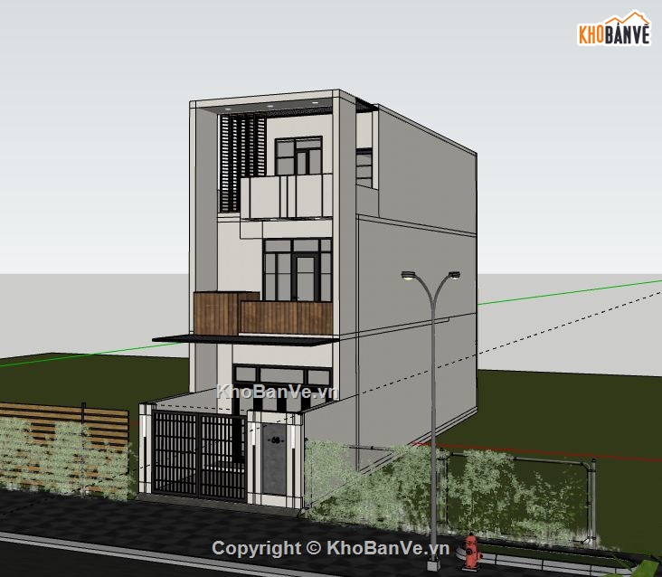 Nhà phố 3 tầng,file su nhà phố 3 tầng,model sketchup nhà phố 3 tầng