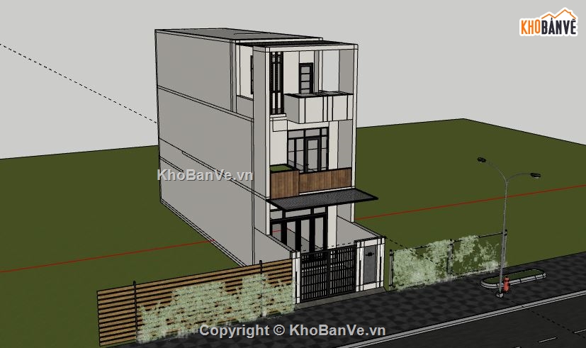 Nhà phố 3 tầng,file su nhà phố 3 tầng,model sketchup nhà phố 3 tầng