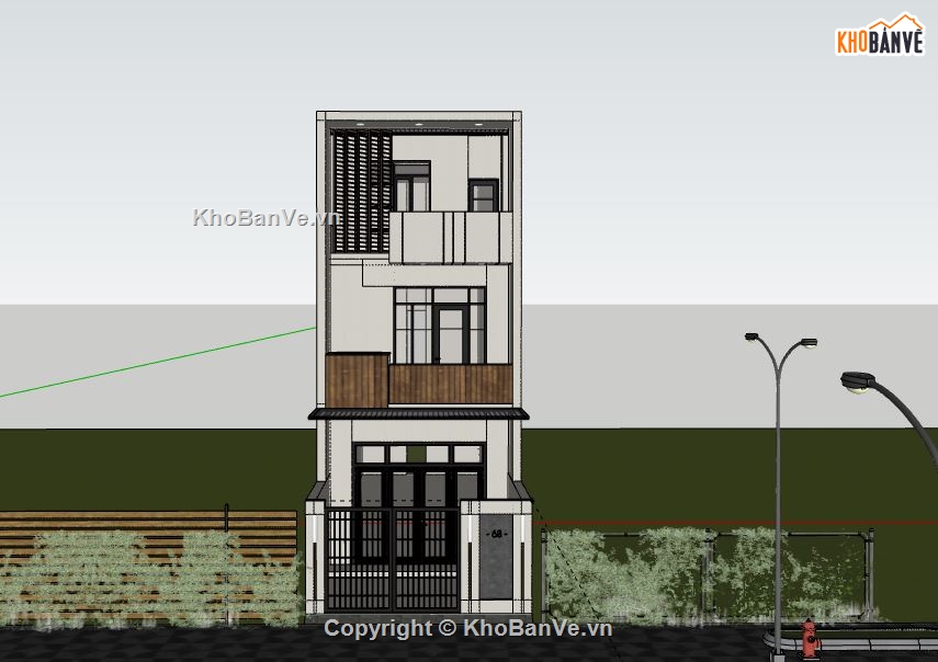 Nhà phố 3 tầng,file su nhà phố 3 tầng,model sketchup nhà phố 3 tầng