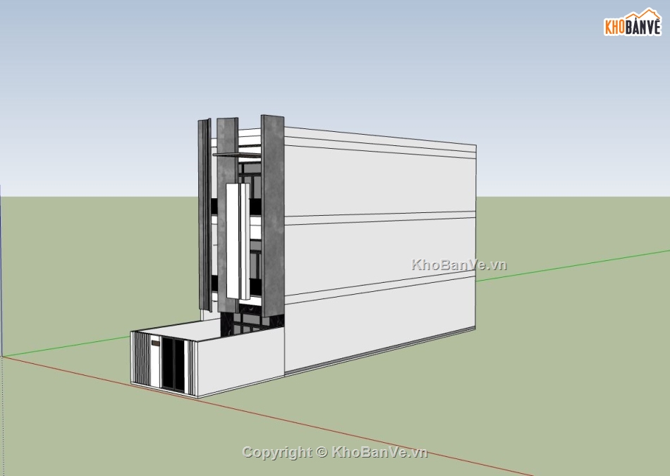 nhà phố 3 tầng,sketchup nhà phố 3 tầng,nhà phố hiện đại