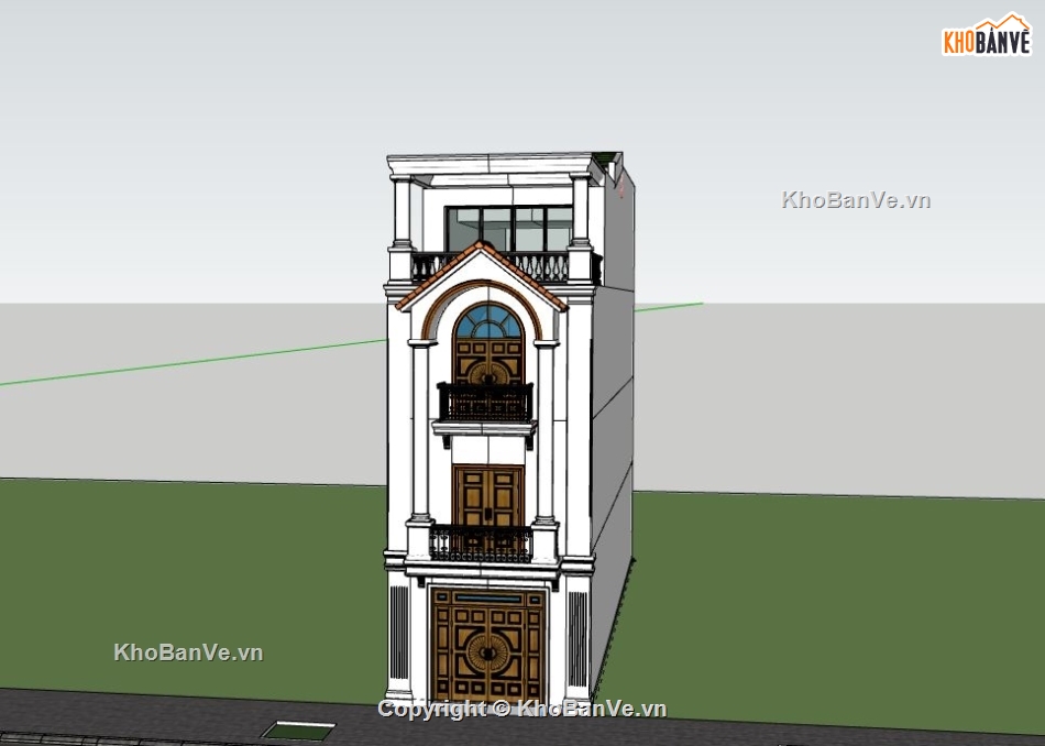 Nhà phố 3 tầng,model su nhà phố 3 tầng,sketchup nhà phố 3 tầng