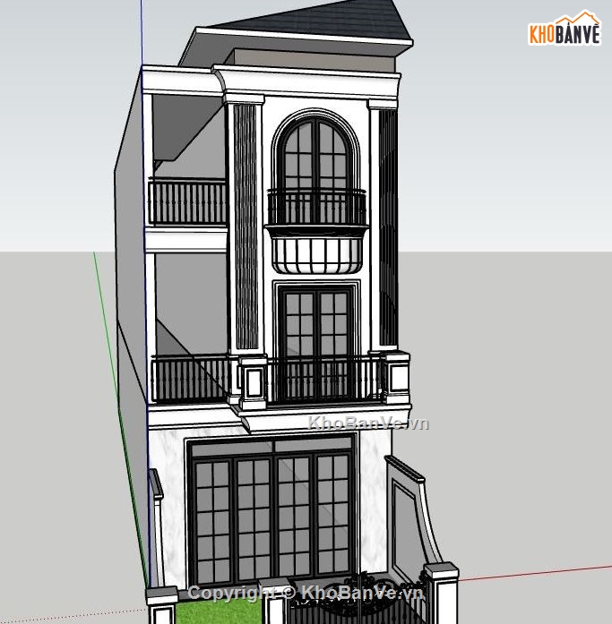 su nhà phố,sketchup biệt thự,model su biệt thự