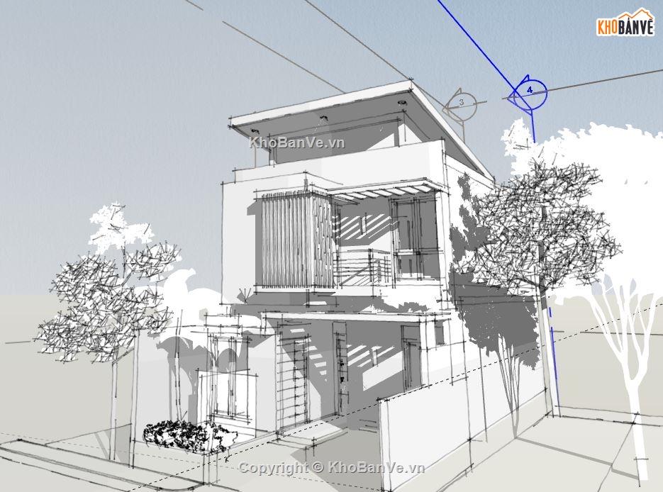 Nhà phố 3 tầng,model su nhà phố 3 tầng,file su nhà phố 3 tầng,mẫu nhà phố 3 tầng sketchup