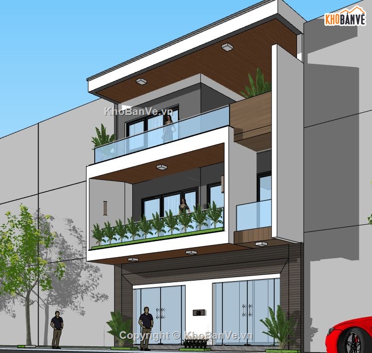 su nhà phố 3 tầng,file sketchup nhà phố,model su nhà phố