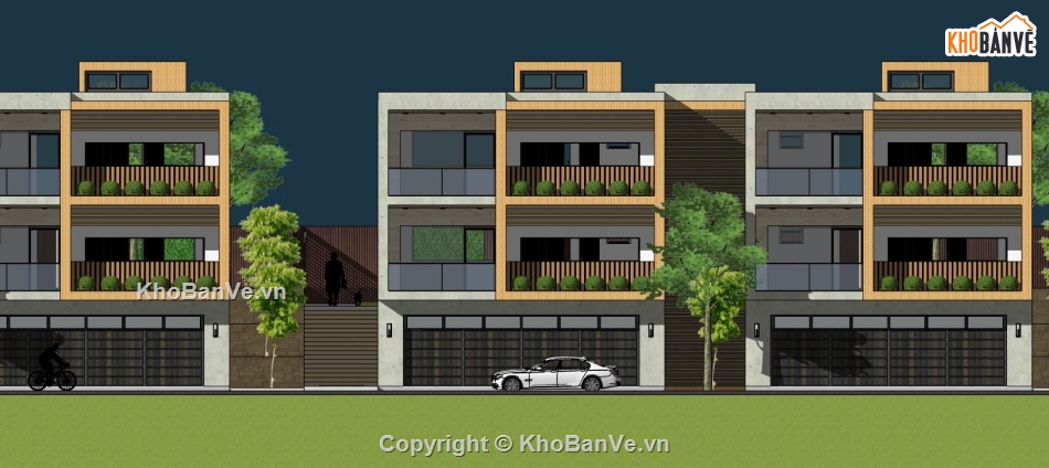 nhà phố liền kề,file sketchup nhà phố,nhà phố 3 tầng su