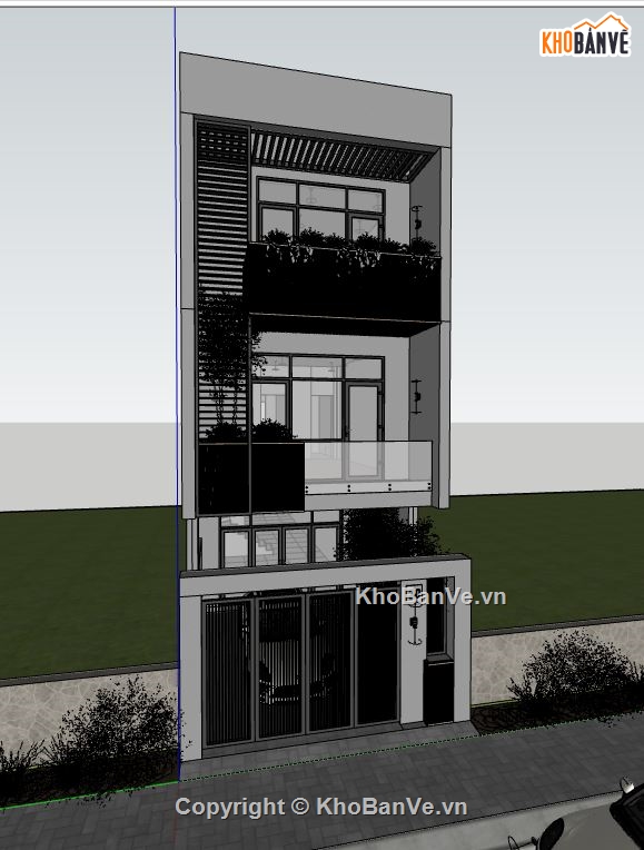 su nhà phố 3 tầng,model sketchup nhà phố 3 tầng,file sketchup nhà phố 3 tầng