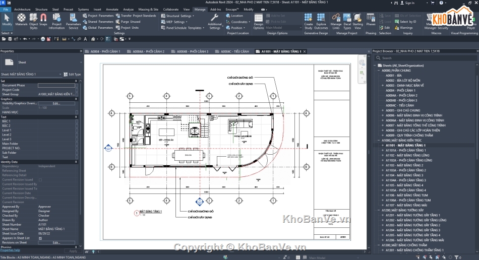 Nhà phố 4 tầng,Nhà phố 2 mặt tiền,Nhà Phố Revit
