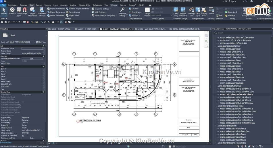 Nhà phố 4 tầng,Nhà phố 2 mặt tiền,Nhà Phố Revit