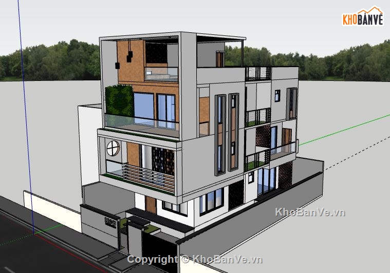 Nhà phố 4 tầng,model su nhà phố 4 tầng,file su nhà phố 4 tầng,sketchup nhà phố 4 tầng,nhà phố 4 tầng file su