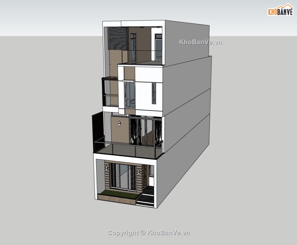 nhà phố 4 tầng,file sketchup nhà phố 4 tầng,bao cảnh nhà phố 4 tầng,3dsu nhà phố 4 tầng