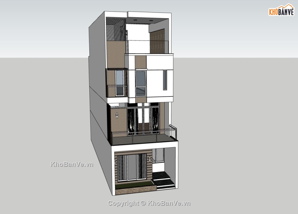 nhà phố 4 tầng,file sketchup nhà phố 4 tầng,bao cảnh nhà phố 4 tầng,3dsu nhà phố 4 tầng