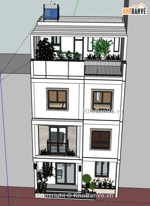 Nhà phố 4 tầng,file su nhà phố 4 tầng,nhà phố 4 tầng file su,model su nhà phố 4 tầng