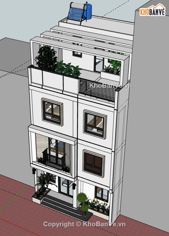 Nhà phố 4 tầng,file su nhà phố 4 tầng,nhà phố 4 tầng file su,model su nhà phố 4 tầng