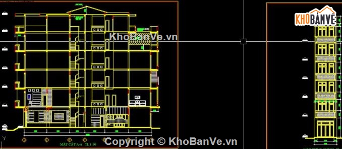 nhà phố 6 tầng,cad nhà phố 6 tầng,autocad nhà phố 6 tầng
